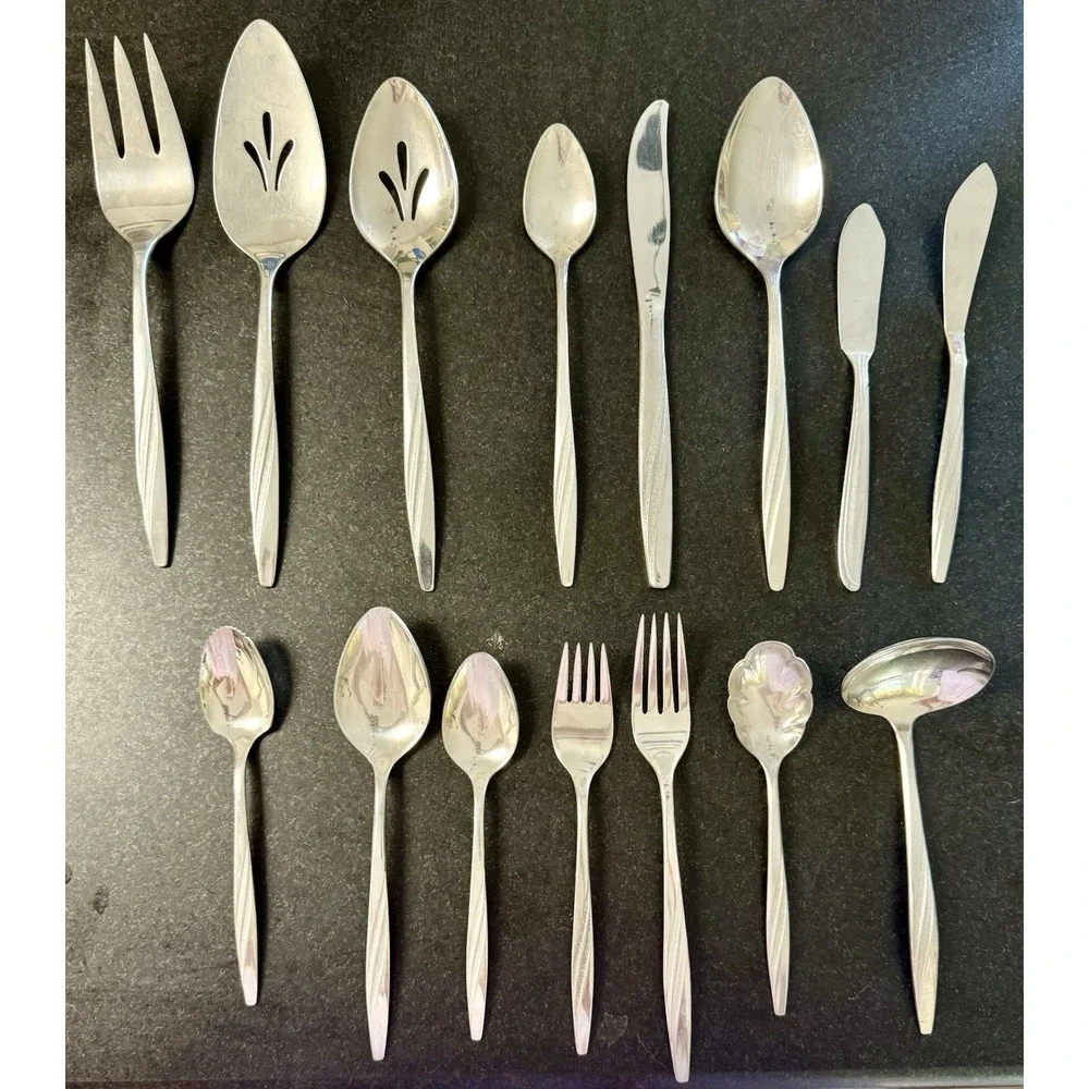 Vintage American Stainless USA Flatware Set 65 Pc MCM Serving Utensils
